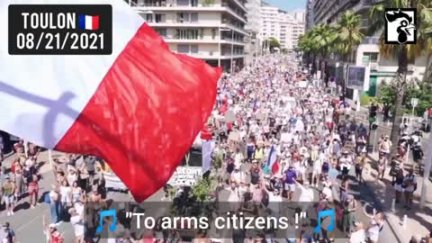 Toulon, France: Vaccine Passport Protesters Sing La Marseillaise Anthem Aug. 21, 2021