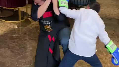 Crazy little man fighting