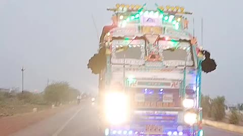Truck moving on the road.