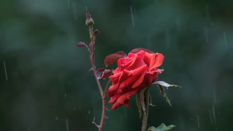 Sleep instantly with heavy rain and powerful sounds of thunder falling on the rose at night
