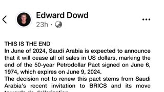 In June of 2024, Saudi Arabia is expected to announce that it will cease all oil sales…