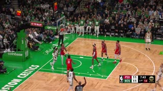 NBA | Tatum's NO-LOOK Pass to [Kristaps Porzingis] for the 3! Celtics vs. 76ers | NBAPlayoffs