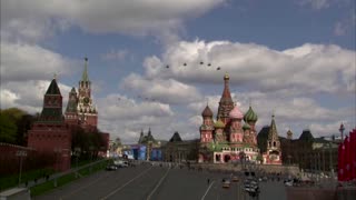 Russian military rehearses Victory Day flypast