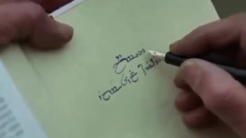 JRR Tolkien writing in Elvish, his invented language for The Lord of the Rings