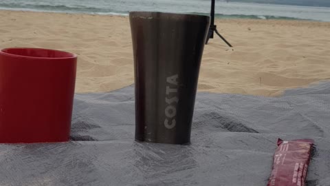 Speedlapse. Making a coffee. Bournemouth beach