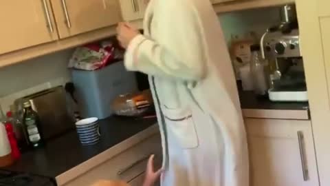 Little boy Pranks gradma