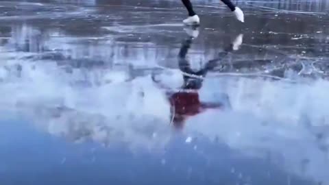 Ice Skating on a Frozen Lake