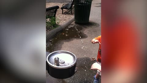 Adorable Tot Fails At Using Water Fountain