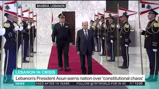 Lebanon’s outgoing President Michel Aoun leaves the presidential palace