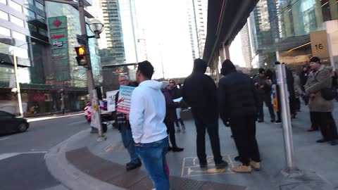 Protest outside Scotiabank Arena, December 12, 2021