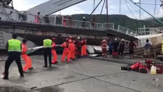 Fisherman Pulled From Water After Taiwan Bridge Falls