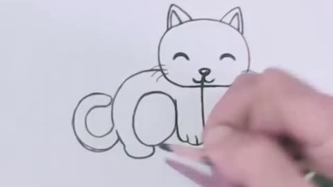 How to turn Words Cat Into a Cartoon Cat.learning step by step for kids