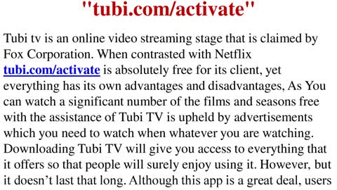 How To Activate "Tubi Tv" By Using "tubi.com/activate"