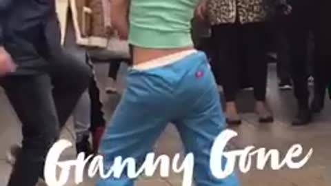 Granny gone wild woman blue dancing and stripping