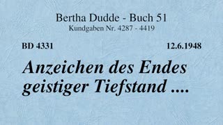 BD 4331 - ANZEICHEN DES ENDES GEISTIGER TIEFSTAND ....