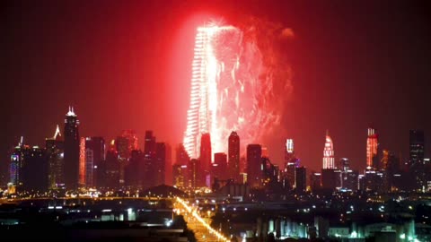 biggest building in dubai plus fireworks show is crazy this movie scene oh my god