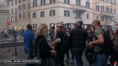 Rome, Italy: Vaccine Passport Protests Erupt Oct. 15, 2021