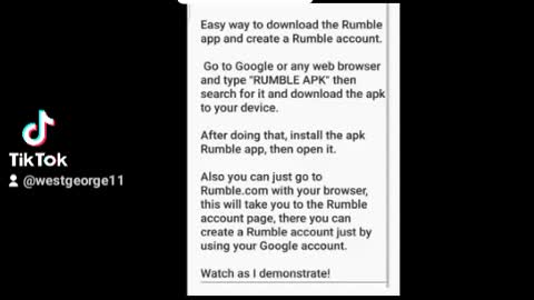 Showing my TikTok followers how to create a Rumble Account
