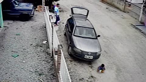 Boy Miraculously Escapes Uninjured from Car Running Him Over