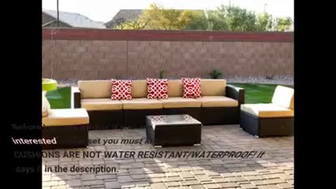 Patiorama 7 Piece Patio Conversation Set, Outdoor PE Wicker Rattan Sectional Furniture Sofa Set