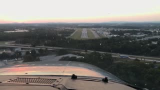 Sunset approach into GVL Runway 29