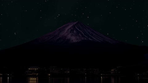 Fuji mountain with milkyway vibrant night sky with stars