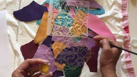 Playing with scraps and coloring coffee dyed paper (from Lovely Lavender Wishes)