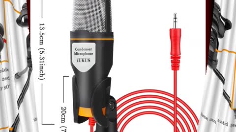 iUKUS PC Microphone with Mic Stand, Professional Recording Condenser Microphone Compatible