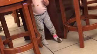 Little Girl Denies Messy Floor Finger Painting