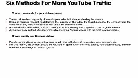 Six methods for more youtube traffic