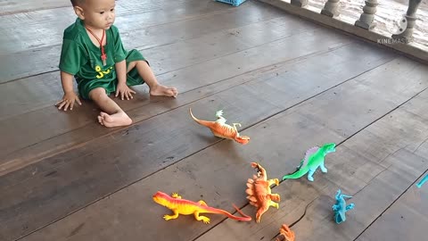 Little baby playing animals|| cute boy playing house ||