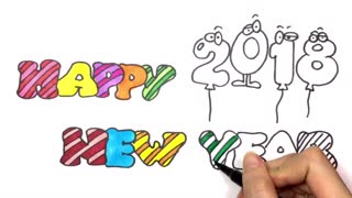How to Draw 2018 Happy New Year