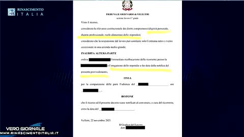 La prima ordinanza favorevole a lavoratore sospeso - Vero Giornale 23.11.2021