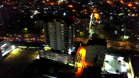 Shahrah e faisal night drone view