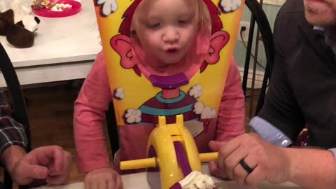 Little Girl has Hilarious reaction to Pie Face Game