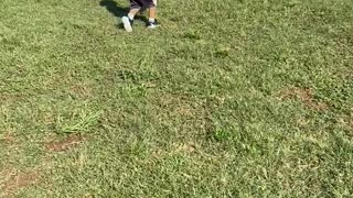 Baby makes a GOAL in soccer