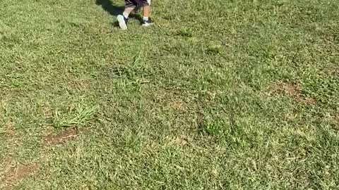 Baby makes a GOAL in soccer