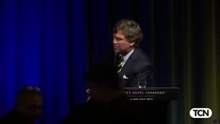 Tucker Carlson takes questions from Australian reporter.