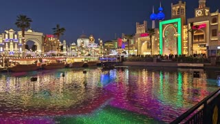 Global Village at night in Dubai