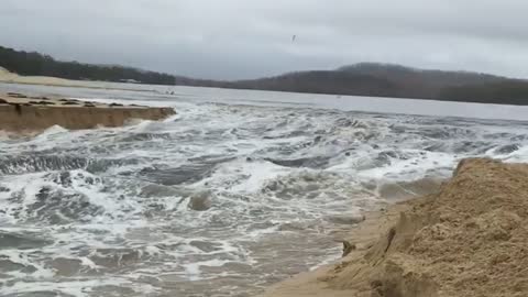 Lake Flows Into the Sea With a Little Help From Excavator