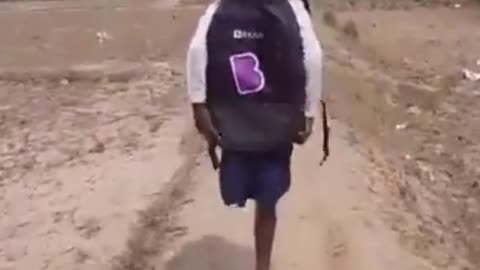 little girl from Bihar, who walks every day to school on one-foot.