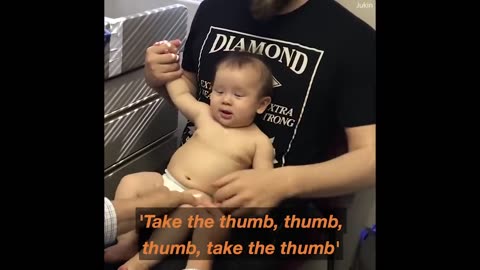Doctor distracts baby from her shots with goofy tune