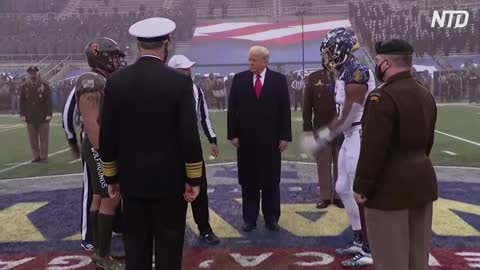 Trump attends West Point Army-Navy football game, tosses coin - NTD - Y