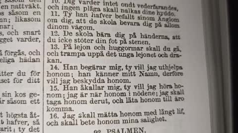 91 Psalmen ur Karl XII:s Bibel år 1703.