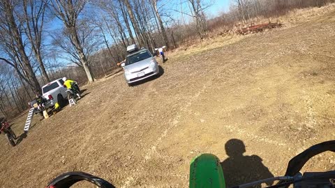 Riding the Turn Track at TV Land MX in Pierpont OH on the Husky and both KDX's