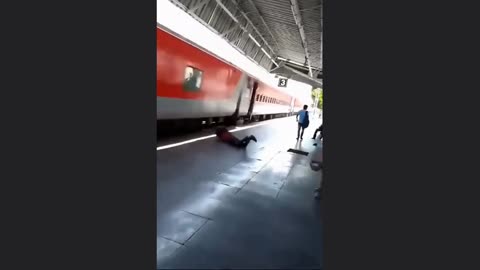 A Man Falling From Speeding Train