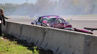 Drift Car Flips After Colliding With Wall