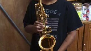 Playing the saxophone