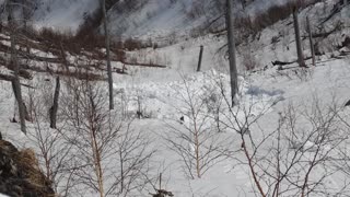 Tourists Capture Avalanche on Mountain Range