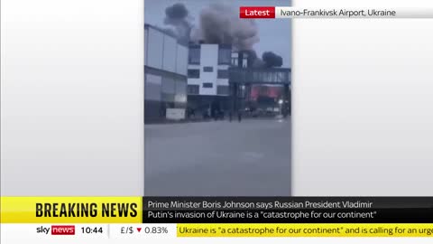 RAW VIDEO: Missile hits Ukrainian airbase as invasion leaves '40 dead'